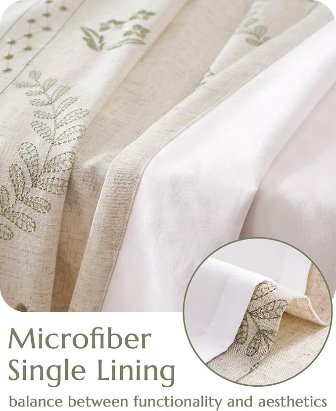 jinchan Belrose Lined Linen Blend Curtains Floral Curtains - Image 4