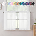 Aiyufneg White Sheer Valance for Window Curtains 24 Inch Length, Light by Aiyufeng