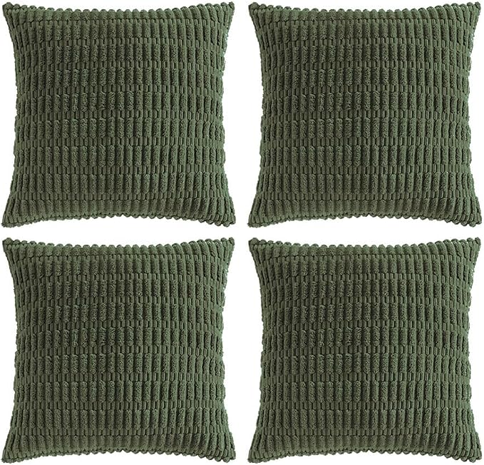 Fancy Homi 4 Packs Boho Olive Green Decorative Throw Pillow Covers 16x16 Inch by Fancy+Homi