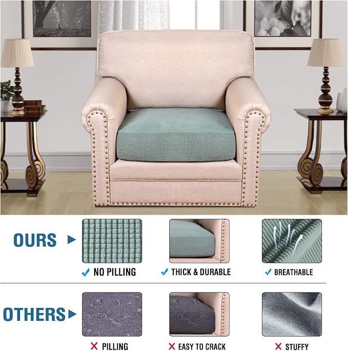 H.VERSAILTEX High Stretch Individual Seat Cushion Covers Sofa Slipcovers Couch - Image 2