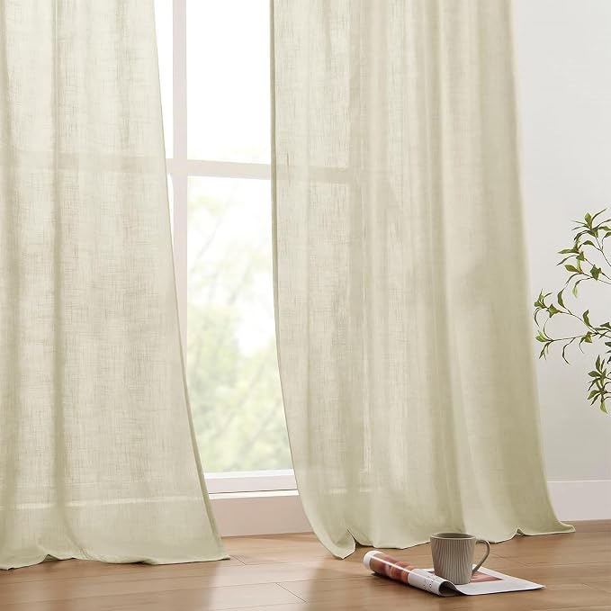Joydeco Linen Curtains 90 Inch Length 2 Panels Set - Image 6