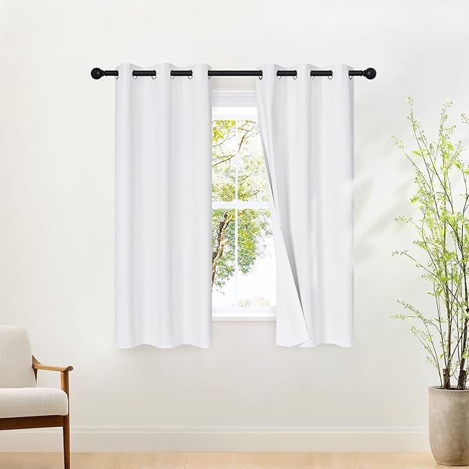 NICETOWN 100% Blackout White Curtains 63 inch Length, Grommet Thermal Insulated by NICETOWN