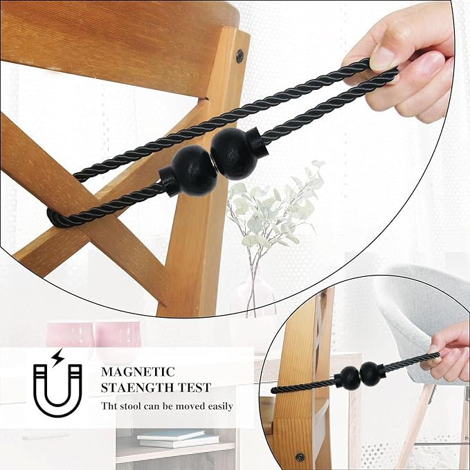 2 Pack Magnetic Curtain Tiebacks Modern Handmade Rope Curtain Tie Backs - Image 4