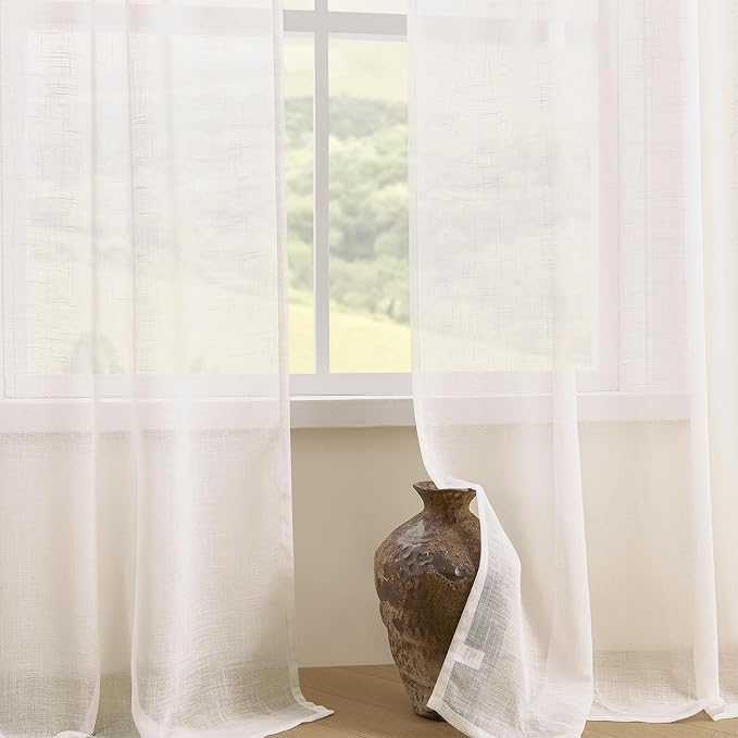 Joydeco Sheer Curtains 72 Inches Long, Cream Curtains - Image 3