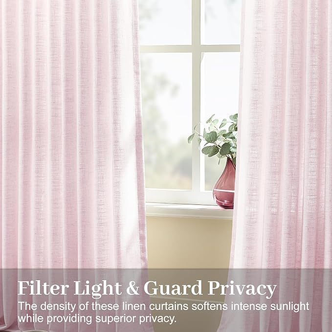 IVAPUPU Light Pink Pinch Pleated Curtains 90 Inch - Image 2