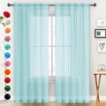 SpaceDresser Basic Rod Pocket Sheer Voile Window Curtain Panels Sky Blue 1 Pair by SpaceDresser