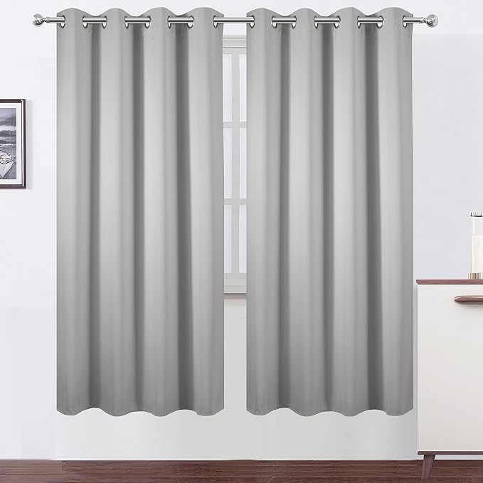 LEMOMO Light Grey Thermal Blackout Curtains/52 x 72 Inch/Set of 2 Panels Room by Lemomo