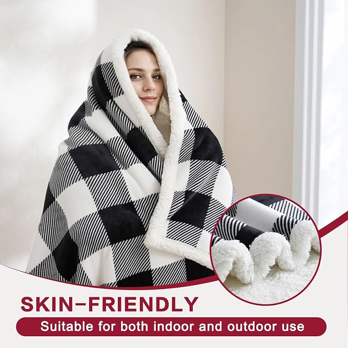 PU MEI Sherpa Fleece Throw Blanket 80" x 90" Reversible Plush Fluffy Large Big - Image 3