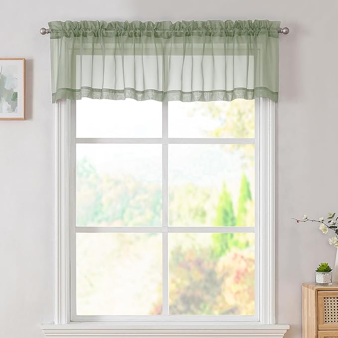 Simplebrand Sage Green Valances 14 Inches Long by Simplebrand