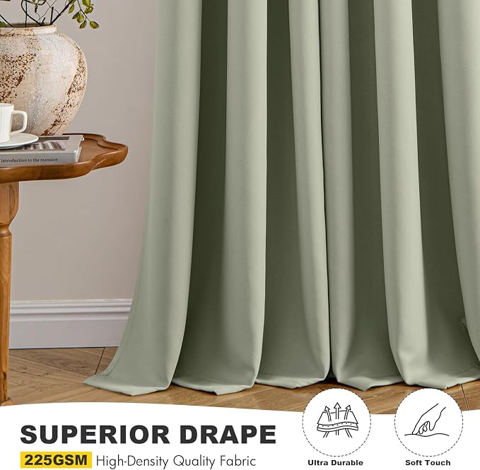 MIULEE Blackout Curtains for Bedroom 2 Panels 40 x 50 Inch Long Sage Green | - Image 5