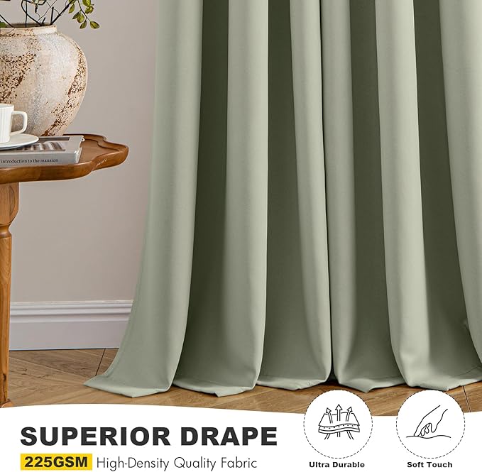 MIULEE Blackout Curtains for Bedroom 2 Panels 40 x 48 Inch Long Sage Green | - Image 5