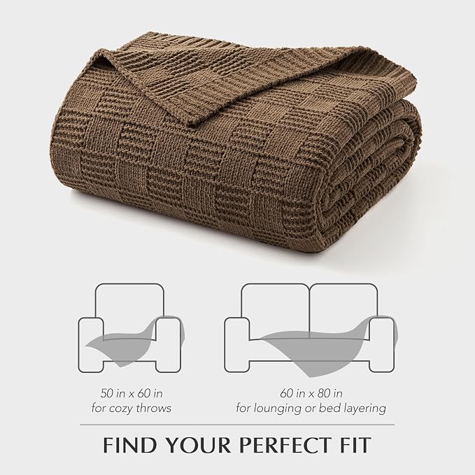 EVERGRACEHOME Modern Checkered Chenille Throw Blanket, Soft Cozy Plaid Knitted - Image 8
