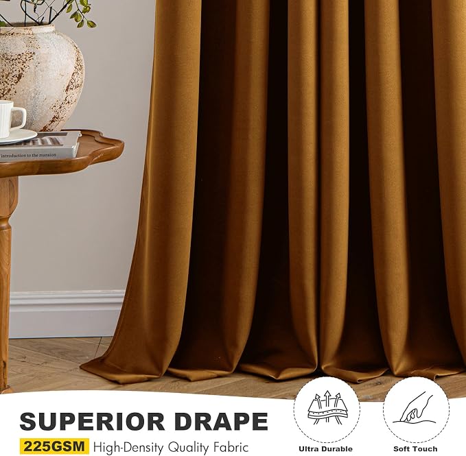 MIULEE Blackout Curtains for Bedroom 2 Panels 40 x 72 Inch Long Gold Brown | - Image 5