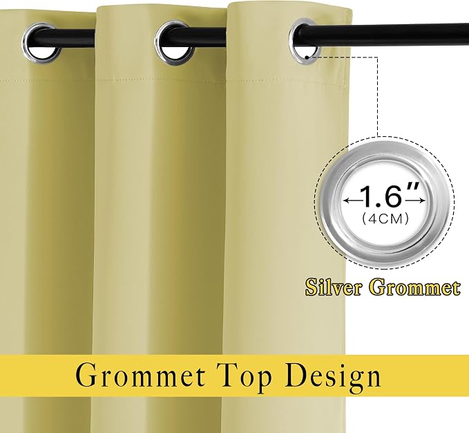NICETOWN Paler Yellow Room Darkening Short Curtains - Image 2