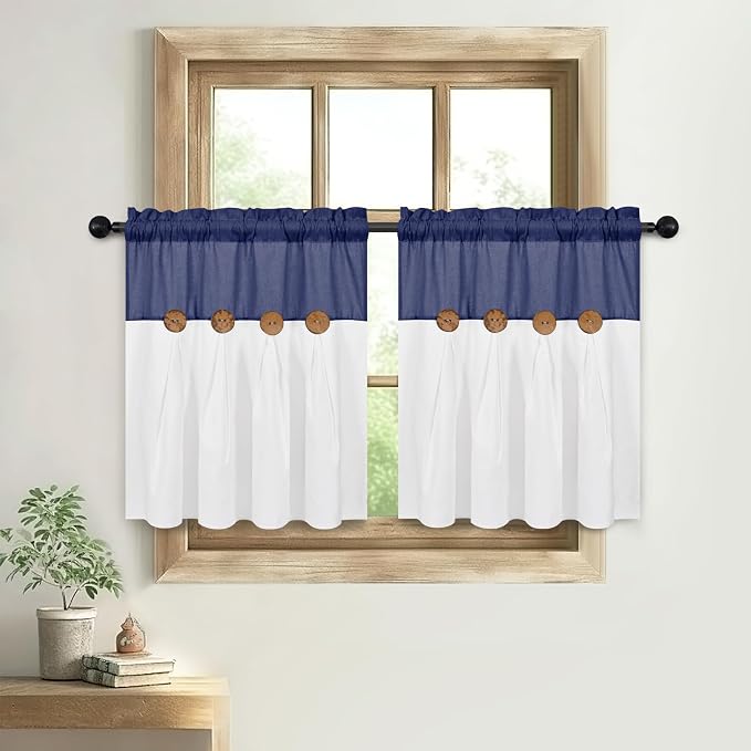 FRAMICS Boho Kitchen Curtains 24 Inch Length, Farmhouse Cotton Linen Tier - Image 8