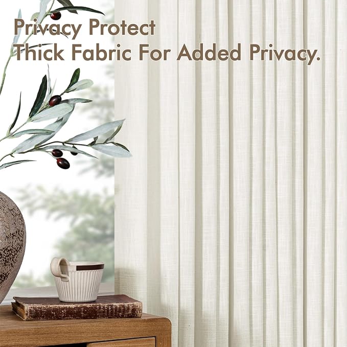 MIULEE Pinch Pleated Thick Linen Curtains 90 Inches Long 2 Panels - Image 7