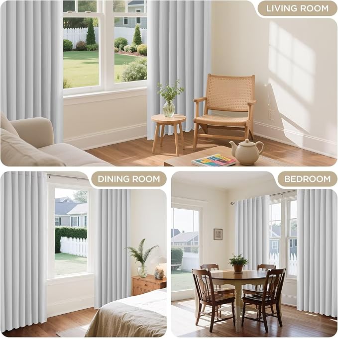 Joydeco 84 Inch 60% Blackout White Curtains 2 Panels, Elegant Soft Sheer - Image 8