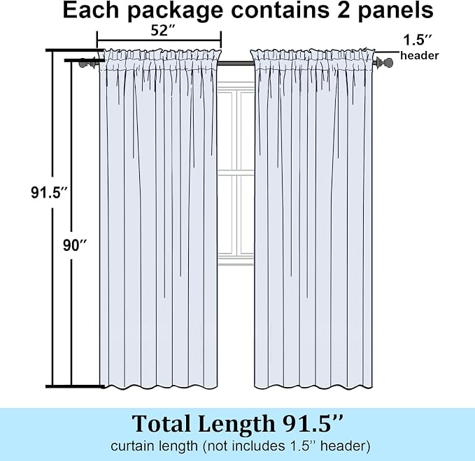 Simplebrand Semi Sheer Gold Curtains 90 Inches Long 2 Panels, Light Filtering - Image 2