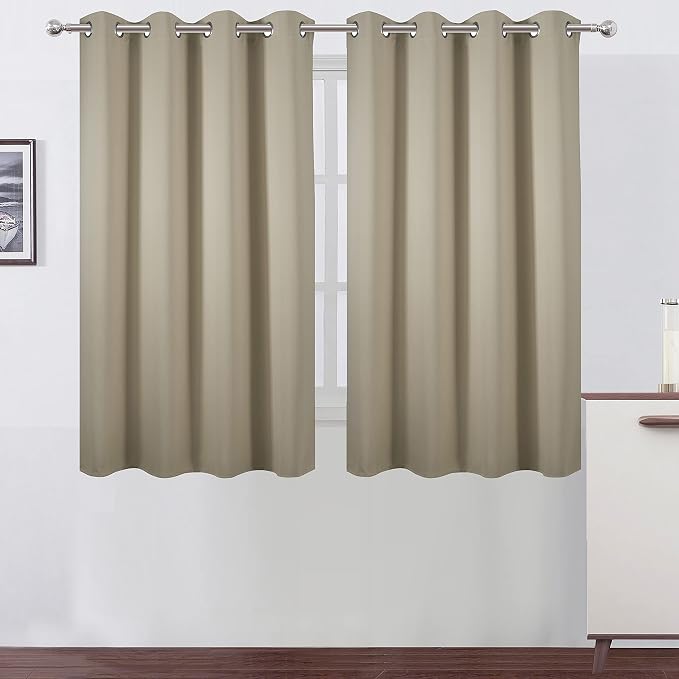 LEMOMO Blackout Curtains 52 x 45 inch/Beige Curtains Set of 2 Panels/Thermal by Lemomo