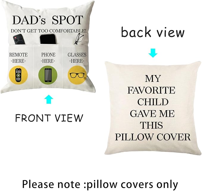 ONFAON Father's Day Throw Pillow Case, Dad's Spot Throw Pillow Covers 18 x 18 - Image 4