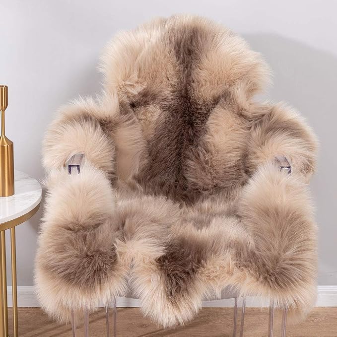 Carvapet 3x3ft Brown Faux Fur Area Rug Irregular Shaped Rug Soft Fluffy - Image 4