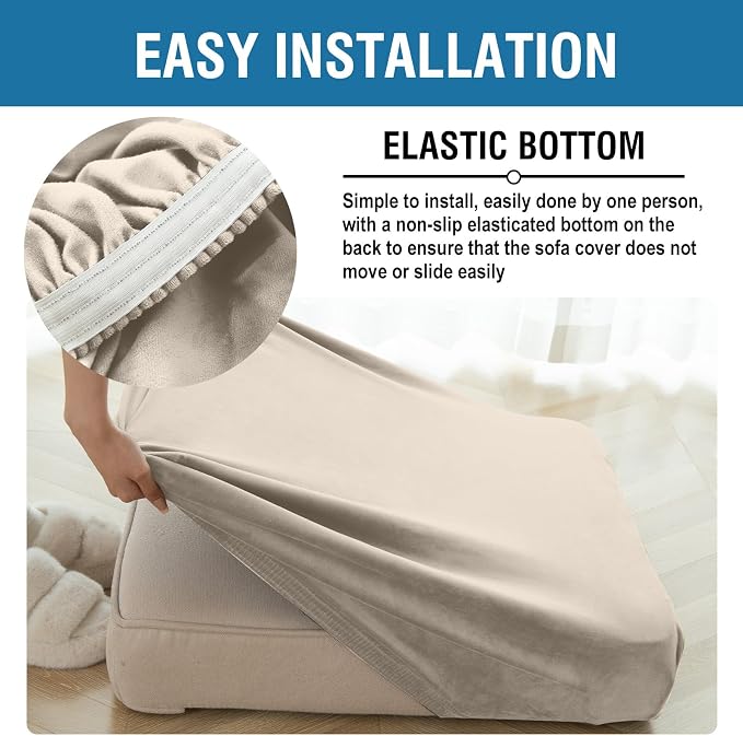 Couch Cover Stretch Velvet Sofa Cushion Cover 2-Piece - Image 6