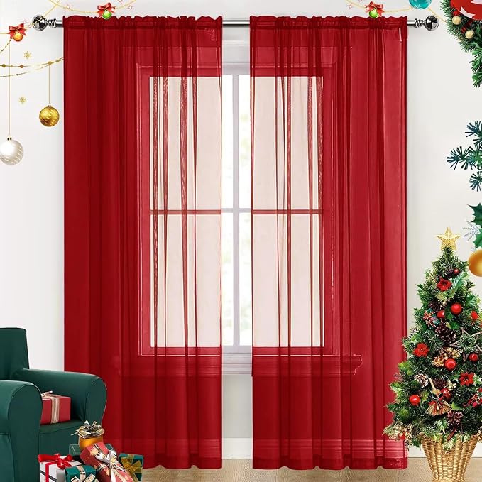 SpaceDresser Sheer Voile Window Treatment Rod Pocket Curtain Panels by SpaceDresser