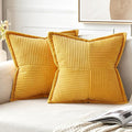 MIULEE Golden Yellow Corduroy Pillow Covers 16x16 Inch by MIULEE