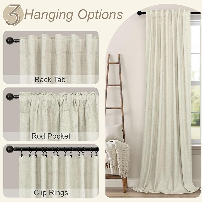 Pitalk Black Out 96 Inch Long Boho Curtains 2 Panel Set Farmhouse Curtain - Image 6