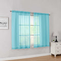 Simplebrand Aqua Short Sheer Curtains 45 Inch Length by Simplebrand