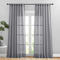 NICETOWN Linen Sheer Curtains for Living Room, Rod Pocket & Back Tab Semi Sheer by NICETOWN
