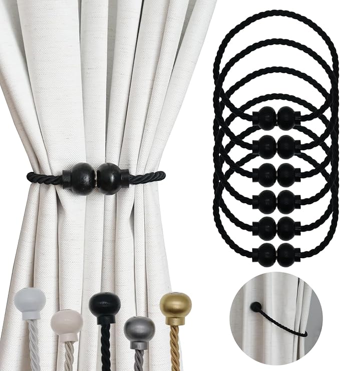 6 Pack Magnetic Curtain Tiebacks Modern Handmade Rope Curtain Tie Backs by HIASTRA