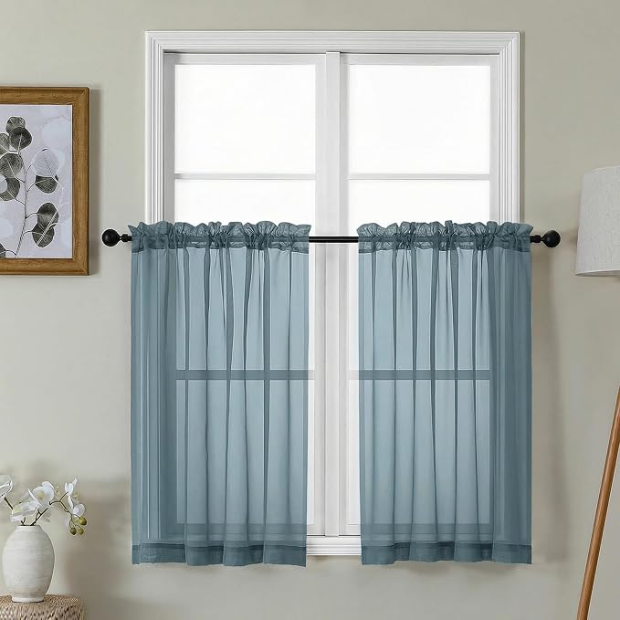 Gwine Short Kitchen Sheer Curtains 36 Inch Length by Gwine