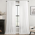 White Curtains 96 inches Long 2 Panels Back Tab Light Filtering Cotton Textured by Jolilight