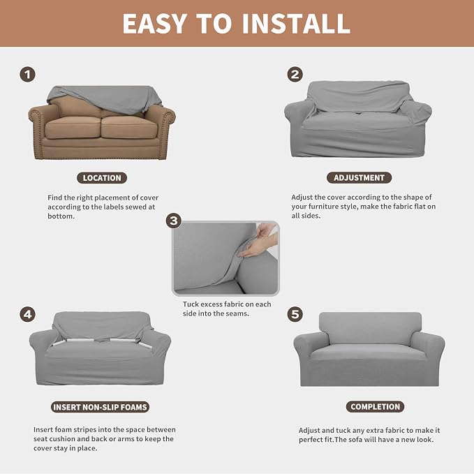 Easy-Going 100% Waterproof Couch Cover, Dual Waterproof Sofa Cover, Stretch - Image 6