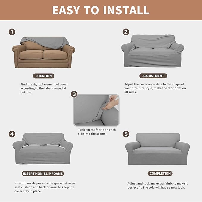 Easy-Going 100% Waterproof Loveseat Couch Cover, Dual Waterproof Sofa Cover - Image 5