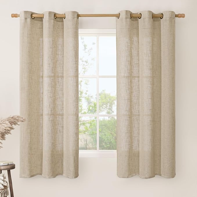 LAMIT Sheer Linen Curtains 63 Inches Long by LAMIT