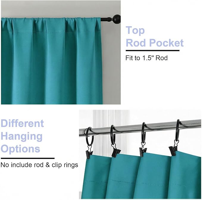 Simplebrand Ava Teal Blackout Curtains - Image 4