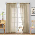 Taupe Sheer Curtains 90 Inches Long 2 Panels, Light Filtering Solid Sheer by Home
