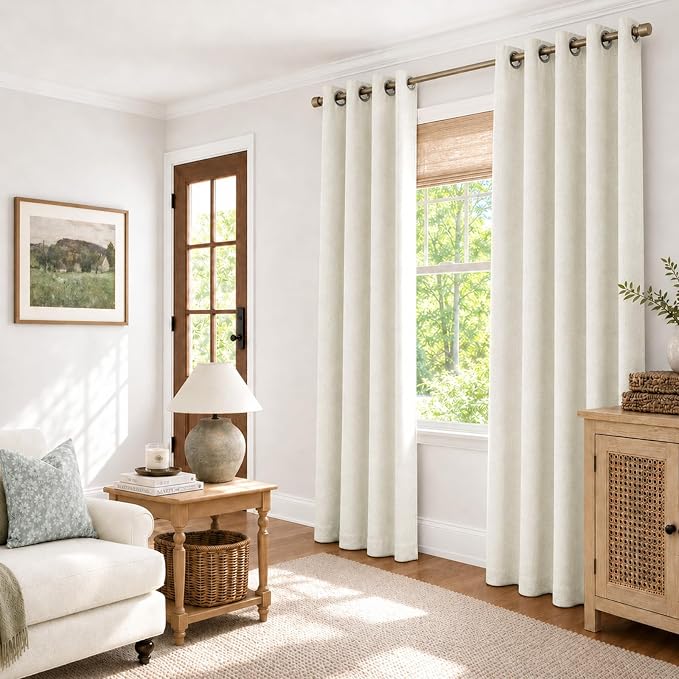100% Blackout Linen Textured Curtains 84 Inch Long, Light Blocking, Thermal - Image 5