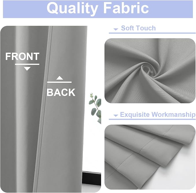 Simplebrand Ava Silver Grey Blackout Curtains - Image 3