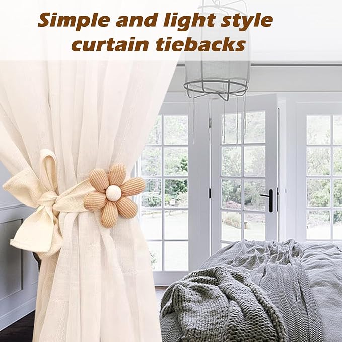 SRG 4PCS Curtain Tiebacks | Boho Flower Curtain Holdbacks | Simple Elegant - Image 4