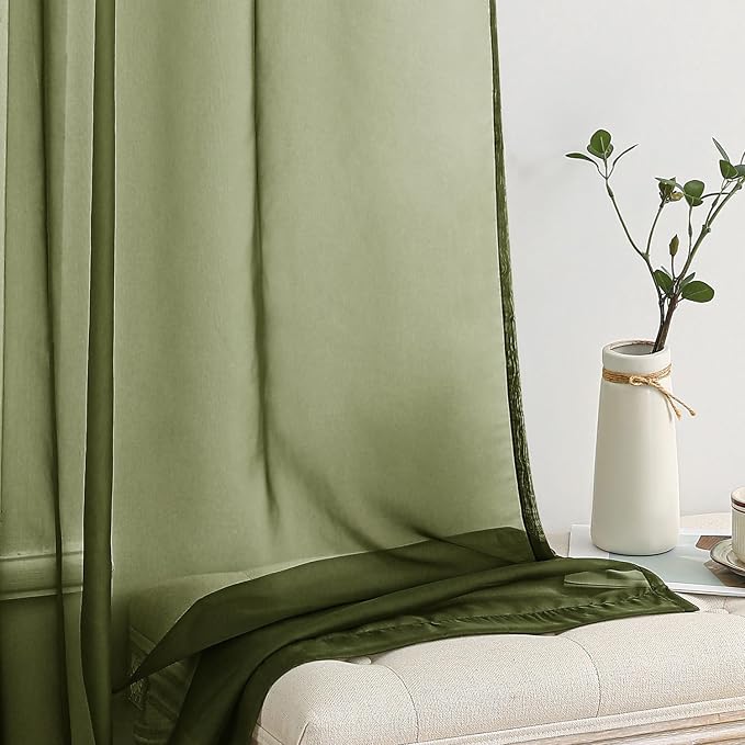 MIULEE 2 Panels Solid Color Sheer Window Curtains Elegant Window Voile - Image 4