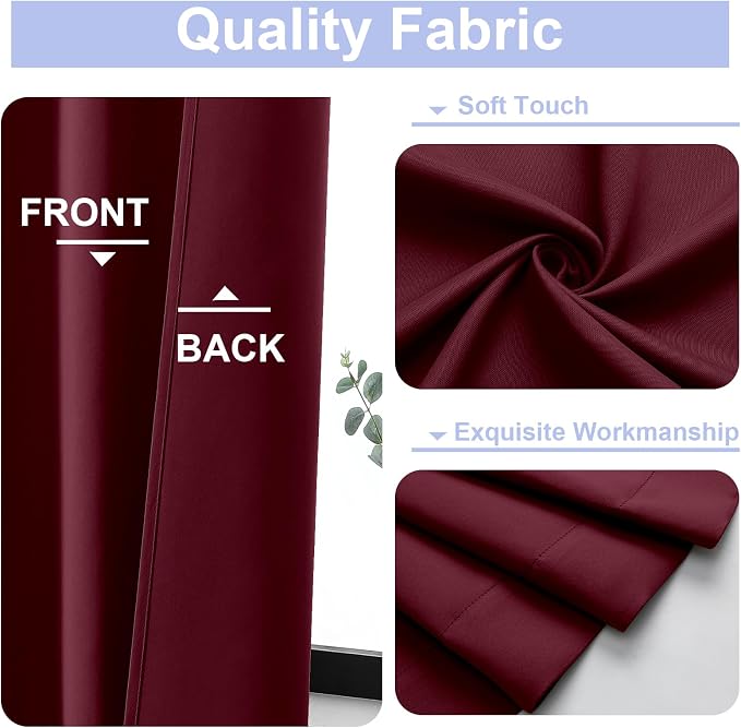 Simplebrand Ava Burgundy Blackout Curtains - Image 3