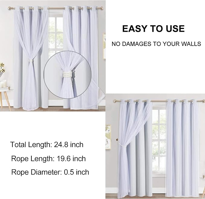 Curtain Tiebacks Ropes, Off White - Image 5