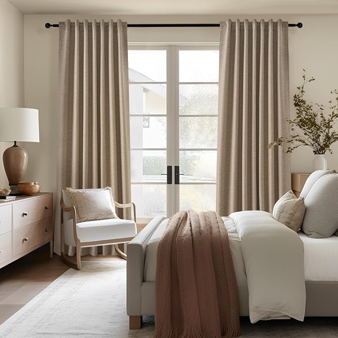 Topfinel Greige 90 Inches Long Blackout Natural Linen Curtains - Image 7