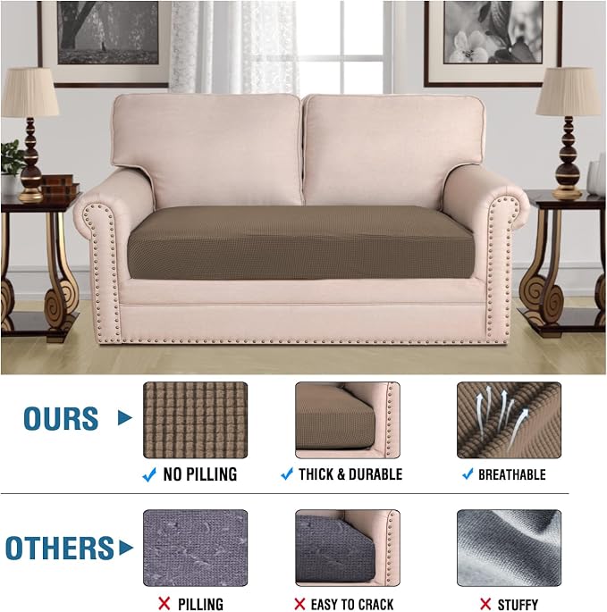 H.VERSAILTEX Super Stretch Individual Seat Cushion Covers Sofa Covers Couch - Image 2