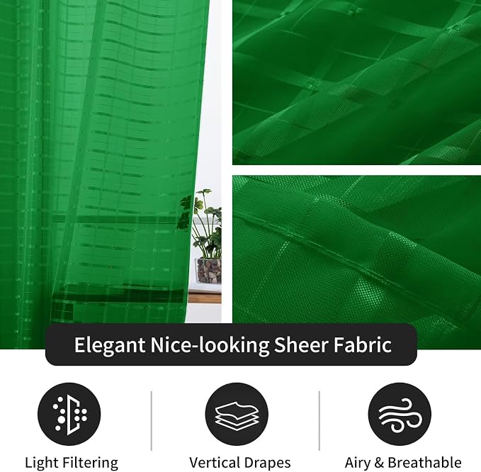 SpaceDresser Check Sheer Curtains 63 Inches Long - Image 4