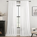 White Curtains 100 inches Long 2 Panels Back Tab Light Filtering Cotton by Jolilight