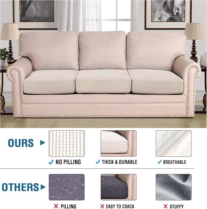H.VERSAILTEX Super Stretch Individual Seat Cushion Cover Sofa Covers Couch - Image 2